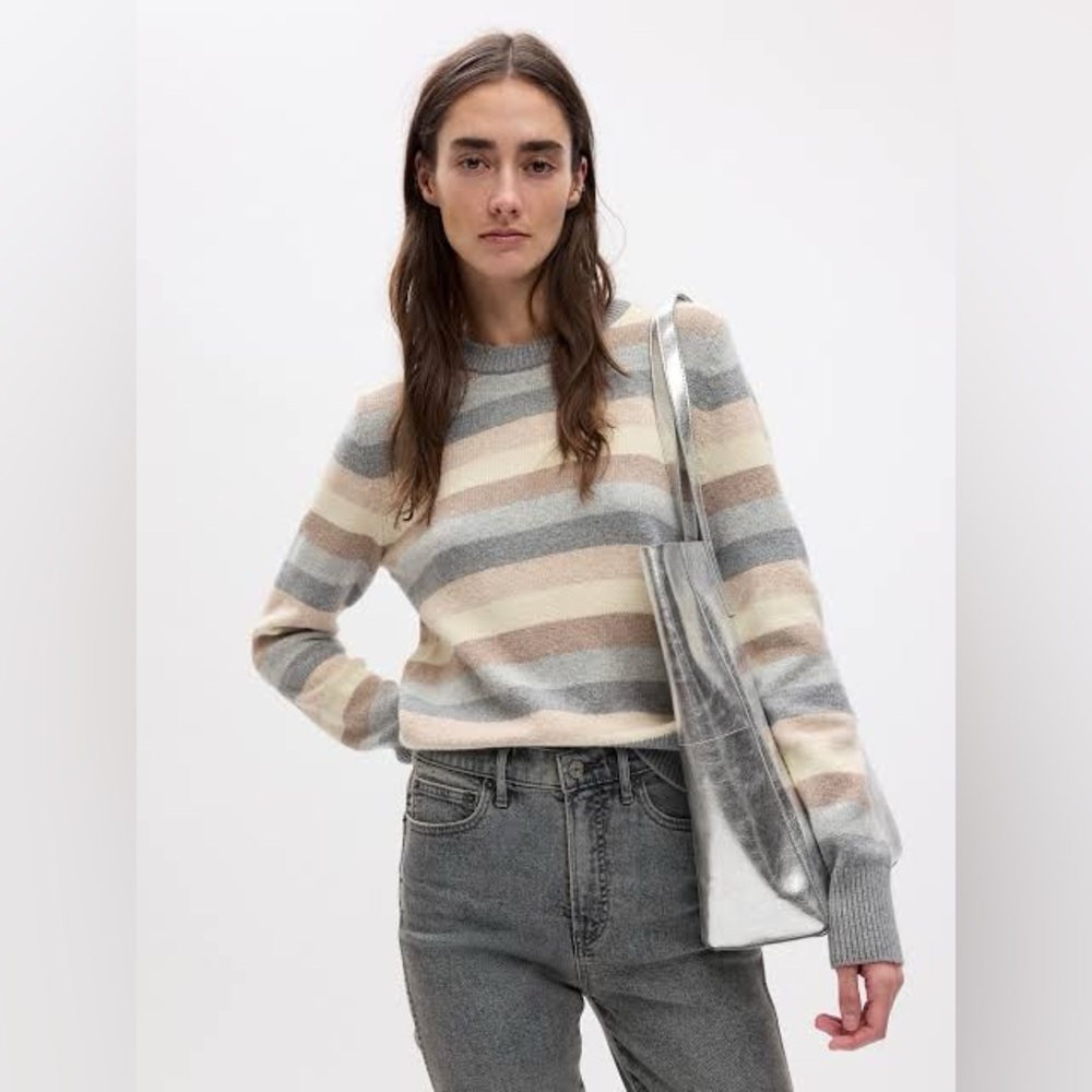 Gap CashSoft Crewneck Sweater in Neutral Stripe